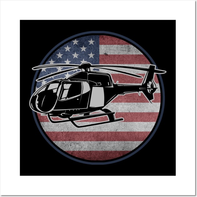 Helicopter Pilot USA American Flag Wall Art by Visual Vibes